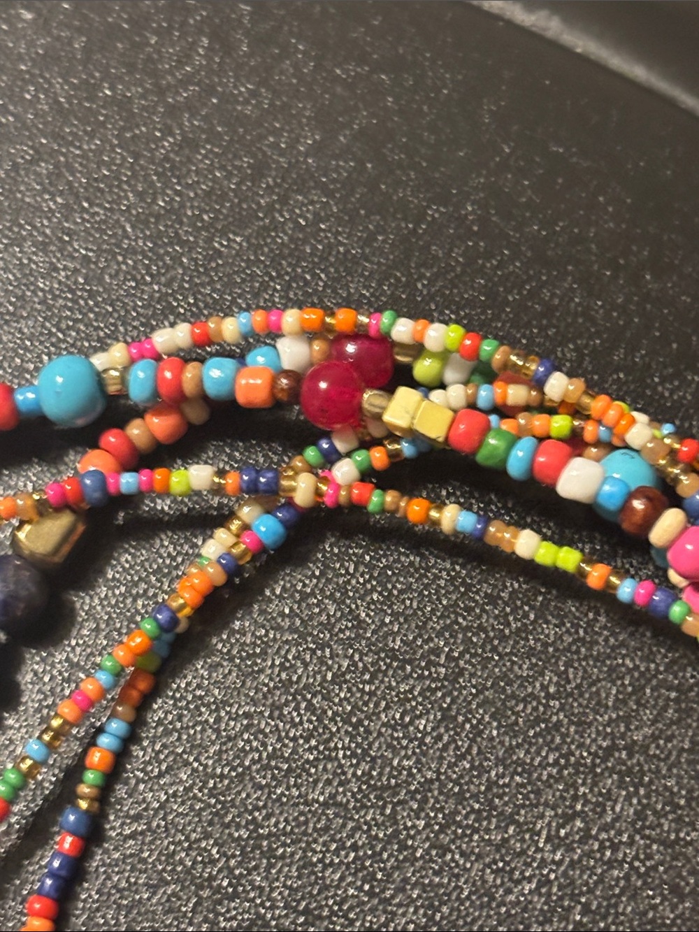 Chico's Multicolor Seed-Bead Tassel Necklace with Gem Pendant - Picture 9 of 16